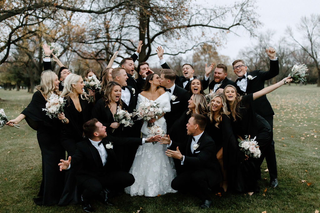 Bridal party photos from wedding at the Morris Park Country club wedding venue in South Bend, Indiana