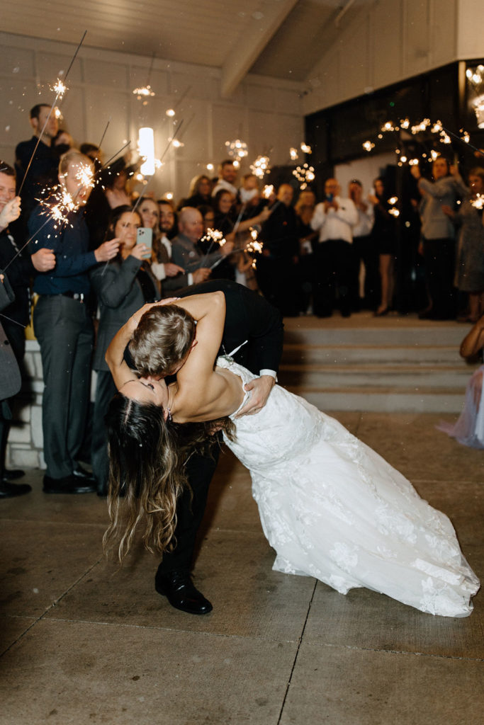 Bride and groooms sparkler send off