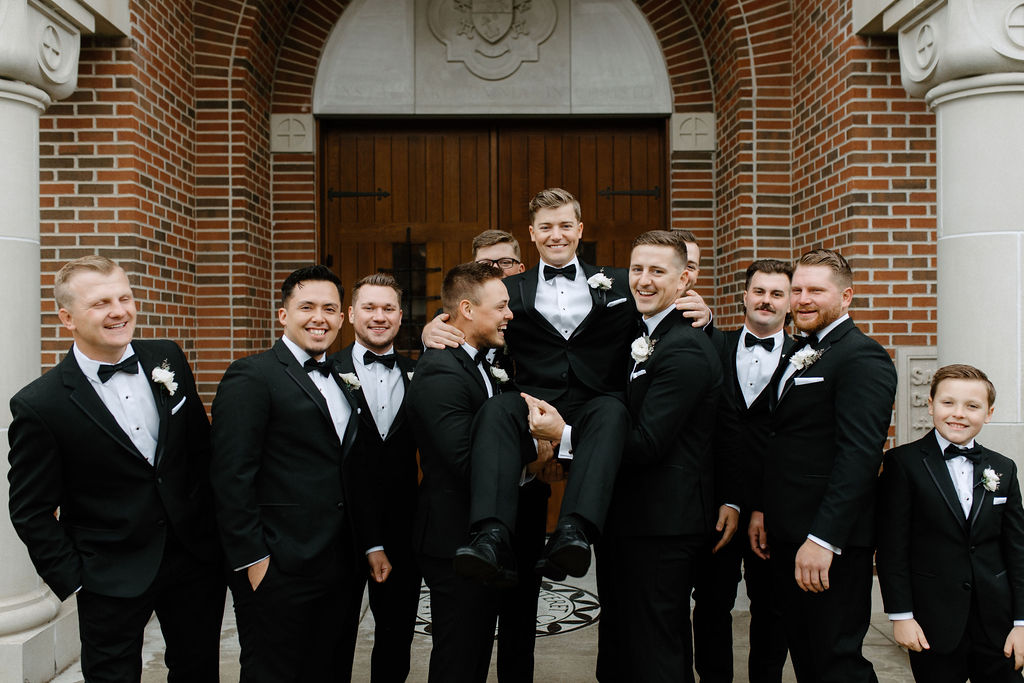 Groom and groomsman photos from wedding at The Morris Park Country Club wedding venue in South Bend, Indiana