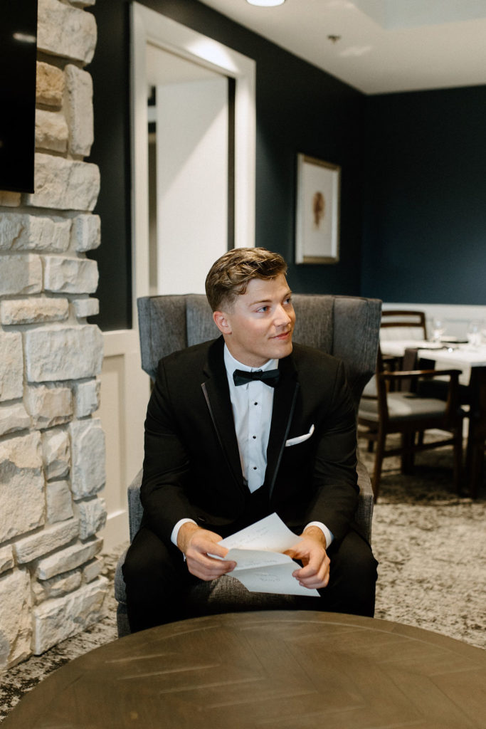 Groom getting ready for wedding in Indiana