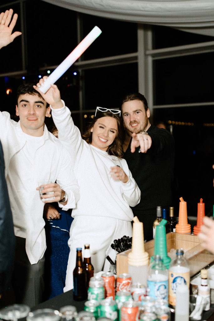 Bride and groom in nike joggers