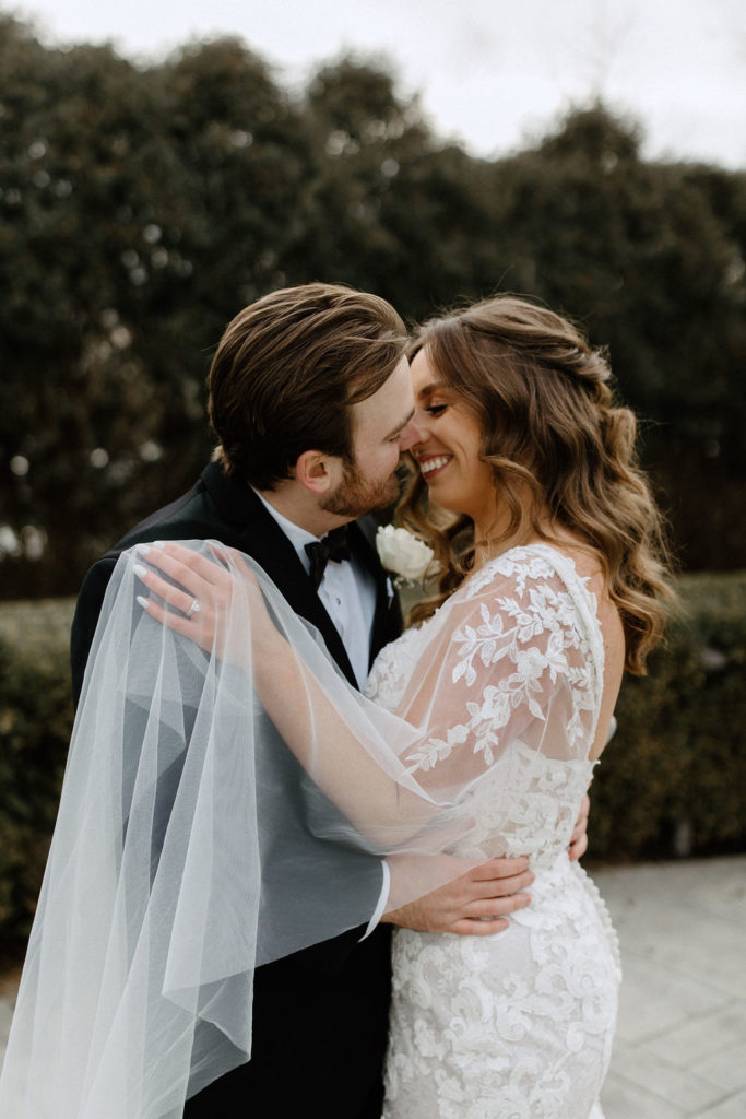 Bride and groom portraits at Ritz Charles Garden Pavilion wedding venue in Carmel, Indiana