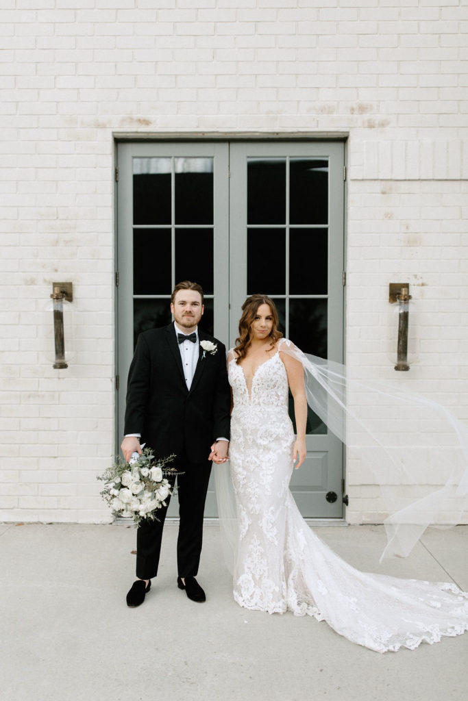 Bride and groom portraits at Ritz Charles Garden Pavilion wedding venue in Carmel, Indiana