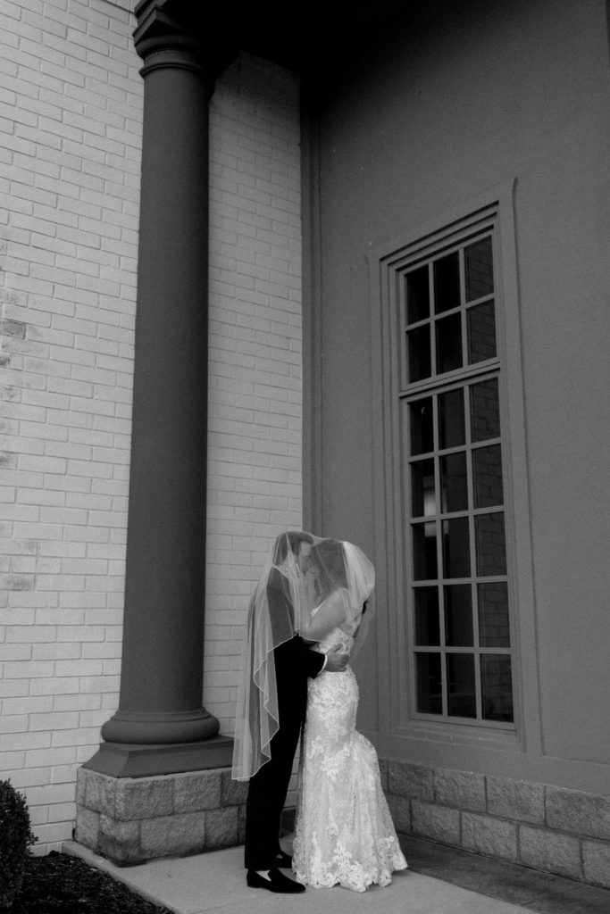 Bride and groom portraits at Ritz Charles Garden Pavilion wedding venue in Carmel, Indiana