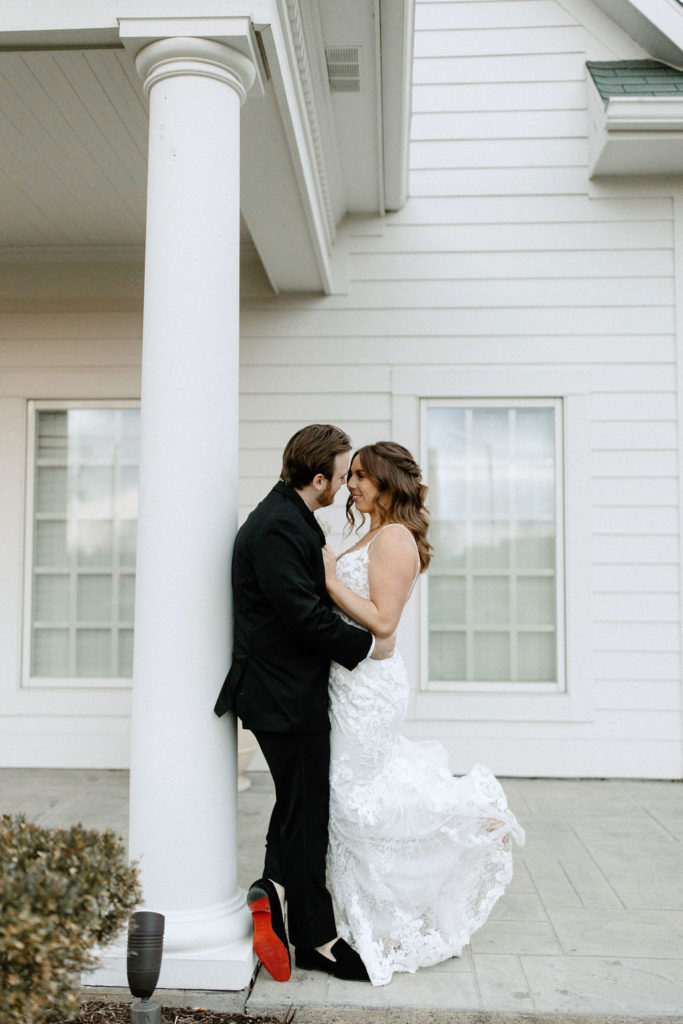 Bride and groom portraits at Ritz Charles Garden Pavilion wedding venue in Carmel, Indiana