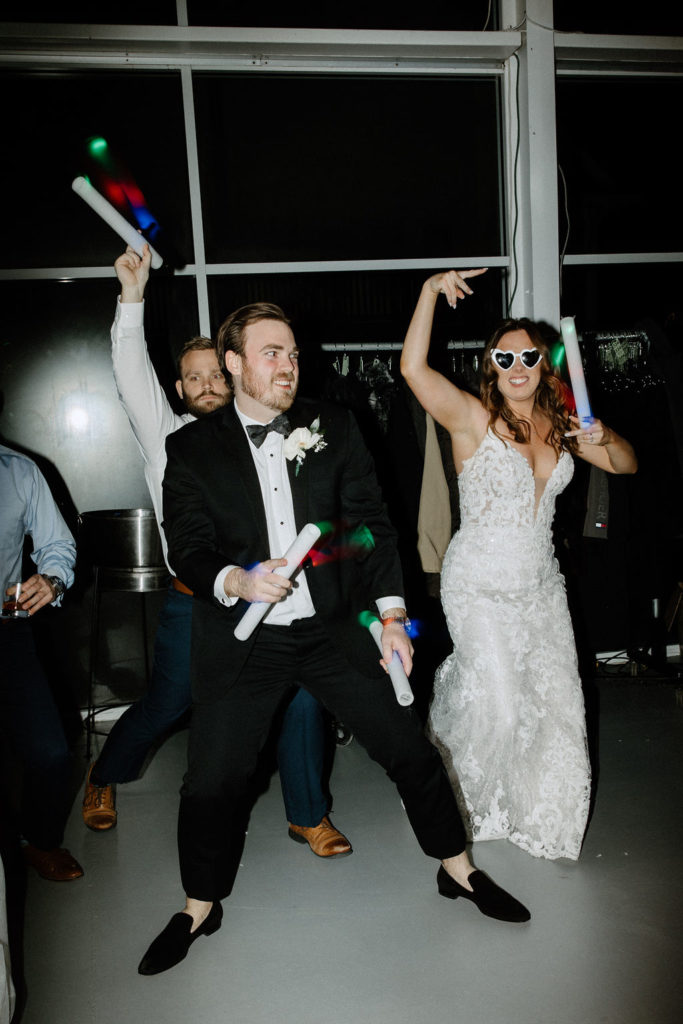 Bride and groom at wedding reception