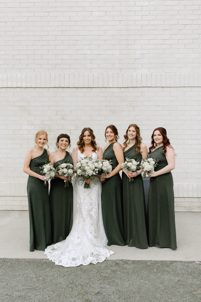 Bride and bridesmaids portraits in Carmel, Indiana