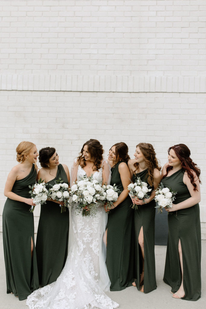 Bride and bridesmaids portraits in Carmel, Indiana