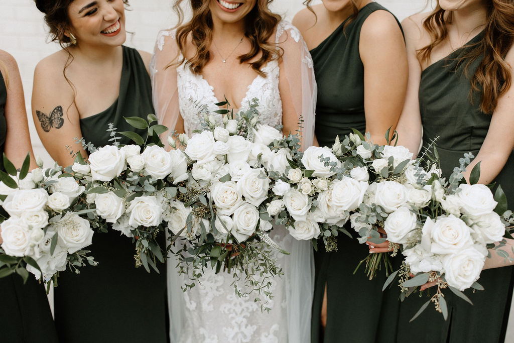 Bride and bridesmaids portraits in Carmel, Indiana