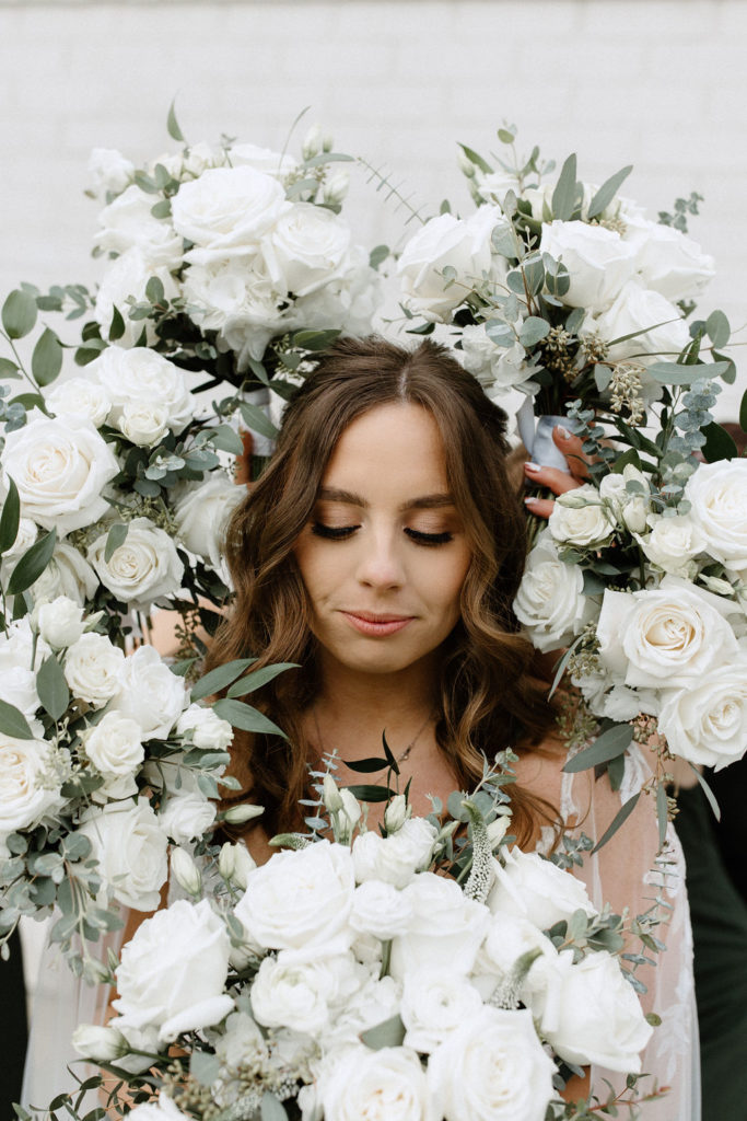 Bride and bridesmaids portraits in Carmel, Indiana