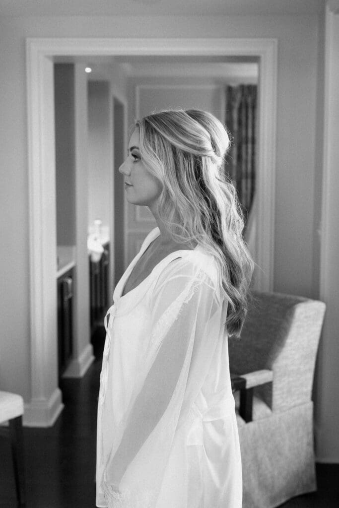 Bridal portraits in getting ready outfit