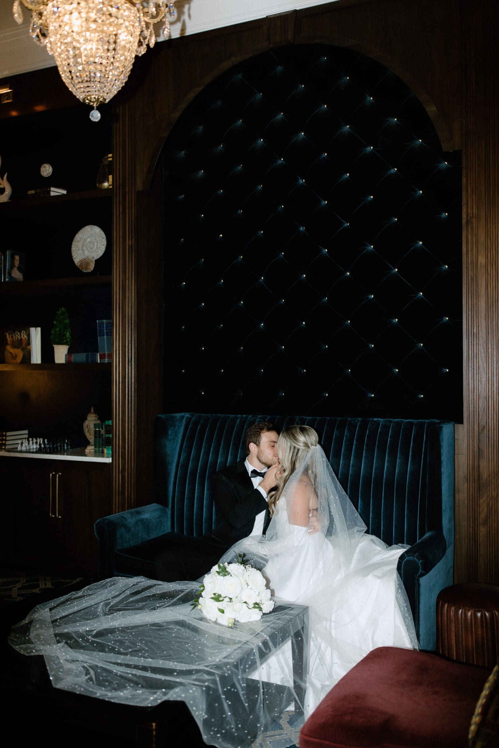Hotel Carmichael wedding in Carmel, Indiana. Bride and groom portraits.