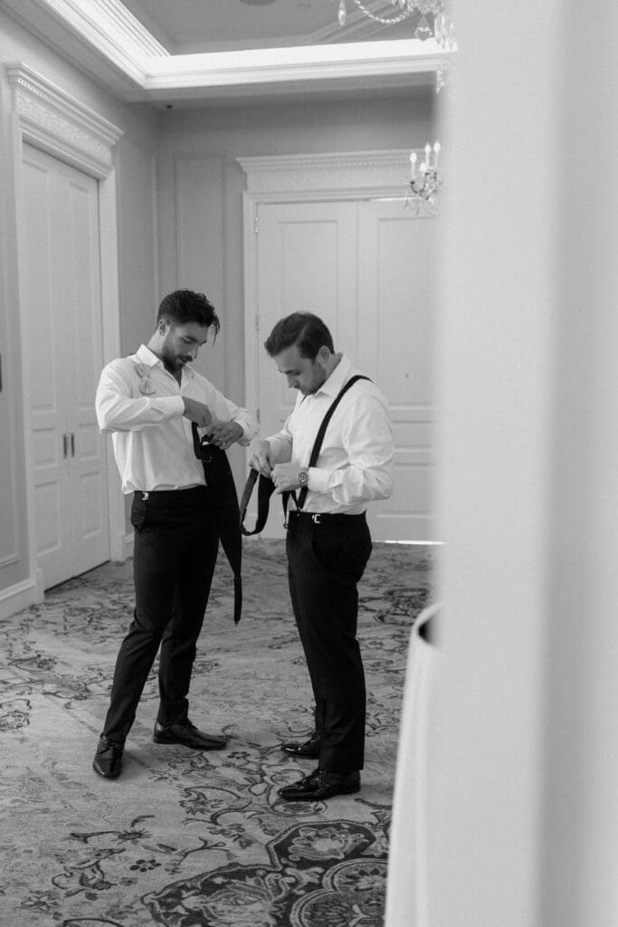 Documentary wedding photography at a Hotel Carmichael wedding in Carmel Indiana