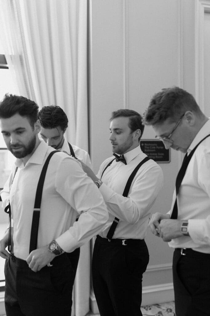 Documentary wedding photography at a Hotel Carmichael wedding in Carmel Indiana