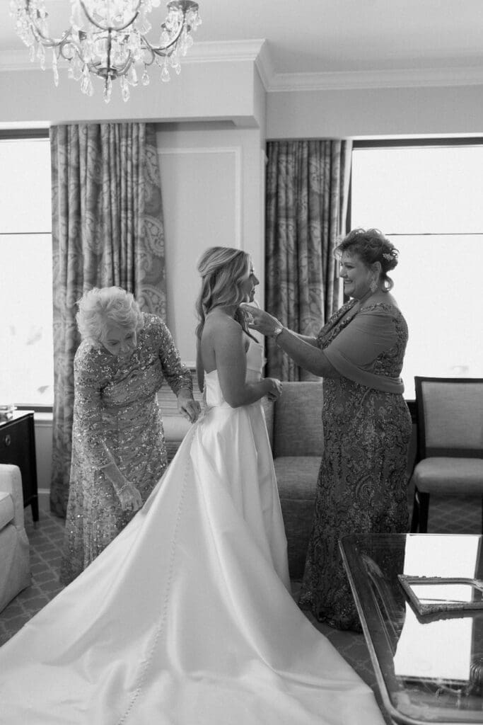 Documentary wedding photography at Hotel Carmichael wedding in Carmel Indiana