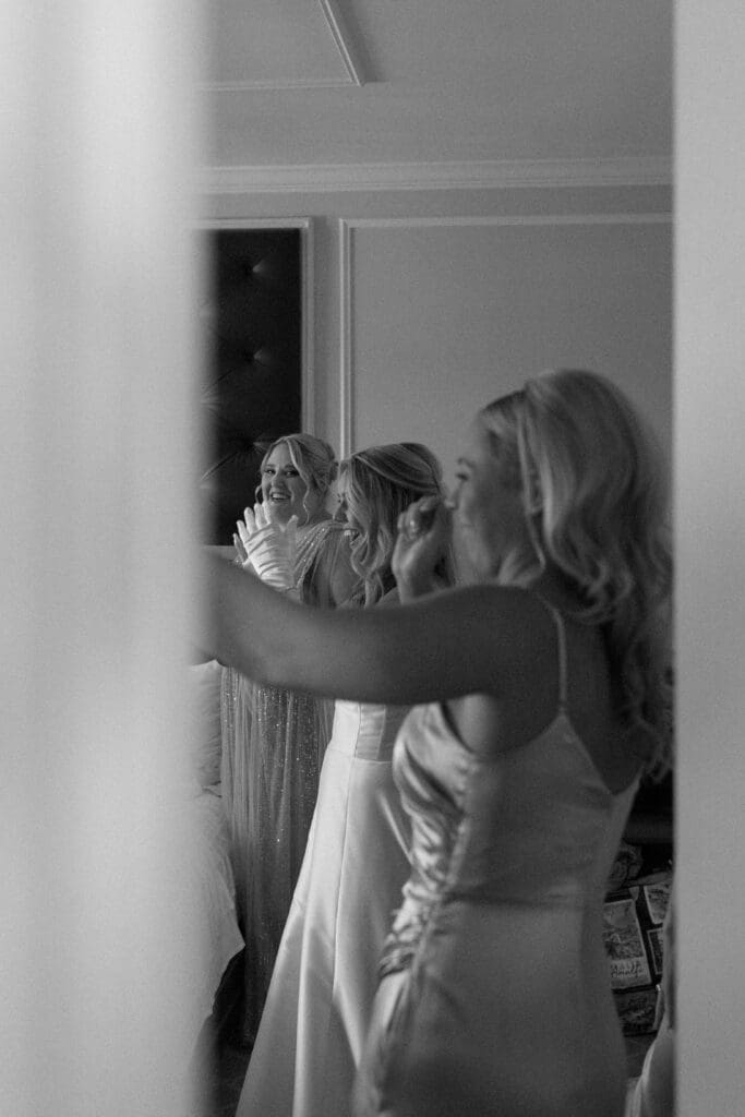 Documentary wedding photography at Hotel Carmichael wedding in Carmel Indiana