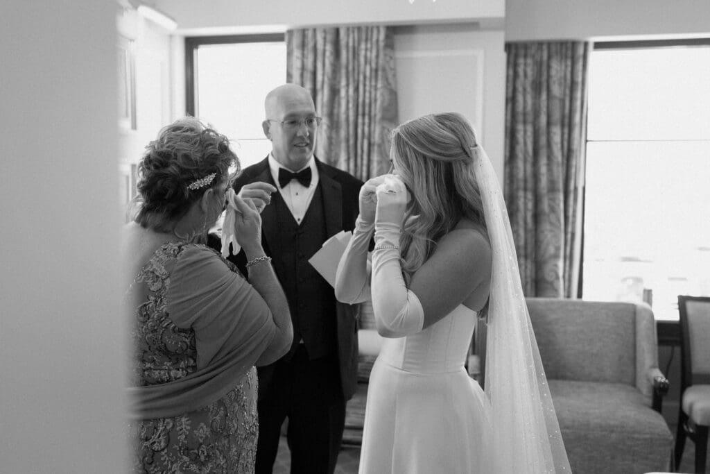 Documentary wedding photography at Hotel Carmichael wedding in Carmel Indiana