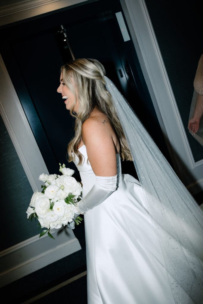 Documentary flash wedding photography at Hotel Carmichael wedding in Carmel Indiana