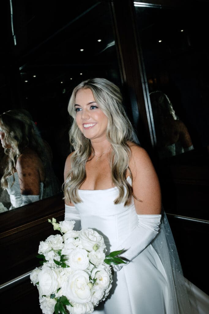 Documentary flash wedding photography at Hotel Carmichael wedding in Carmel Indiana